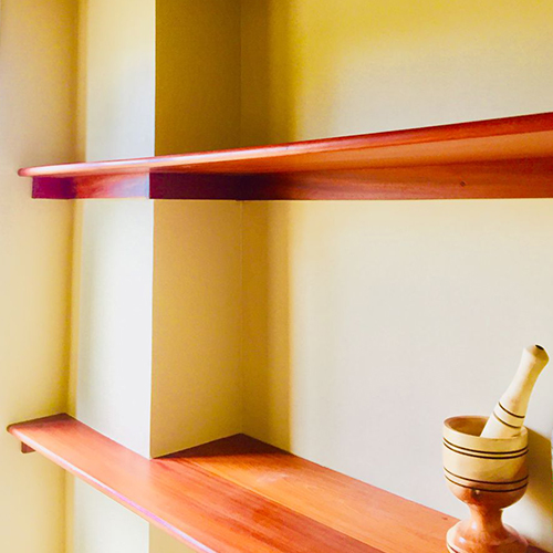 Wood shelves