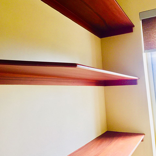 Wood shelves