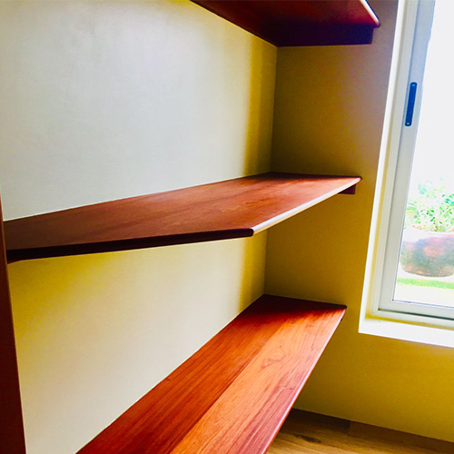 Wood shelves